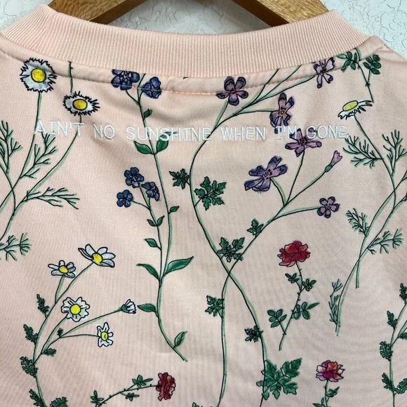 Adidas Floral Bodysuit Women's Size XS Pink Short Sleeve Casual Snap Closure - Picture 10 of 10